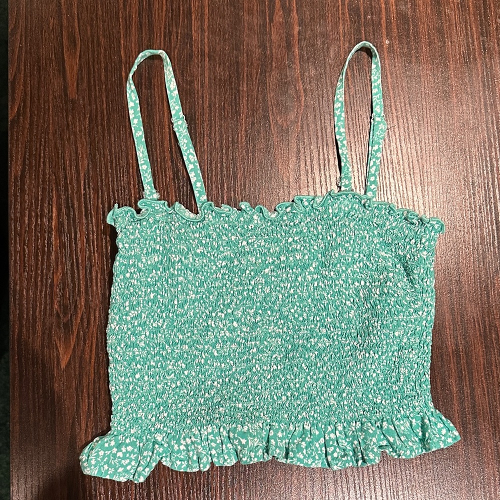 Hollister Teal Floral Smocked Camisole